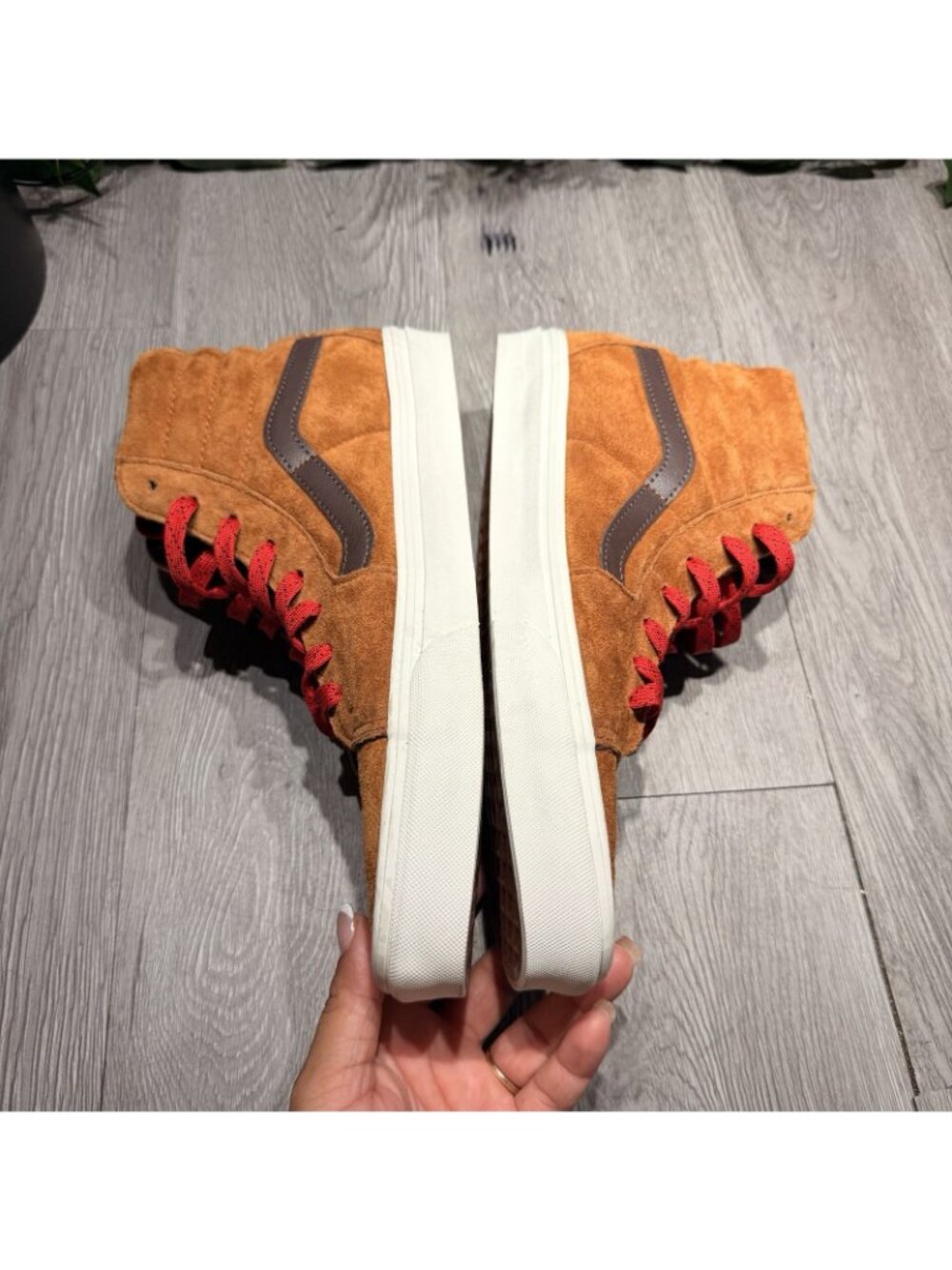Vans SK8 Hi Glazed Ginger Brown Pig Suede Plaid Hi Top Sneaker 507452 Size 11 - Picture 7 of 10